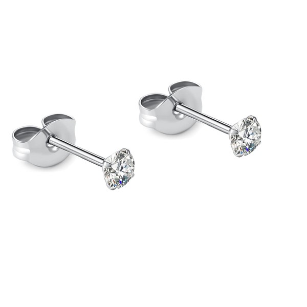 1 Pair Implant Grade Titanium Stud Earrings Set Hypoallergenic 3mm