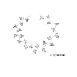QUUPY Bridal Wedding Hair Vine Crystal Bride Head Piece Leaf Shape Hair Vine Wedding Hair Styling accessories for Women and Girls(Silver)