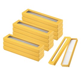 PATIKIL Pen Gift Box, 12 Pack Empty Pen Case Cardboard Case with Clear Window Pen Presentation Display Box for Pencil Ballpoint Jewelry Business Office, Yellow