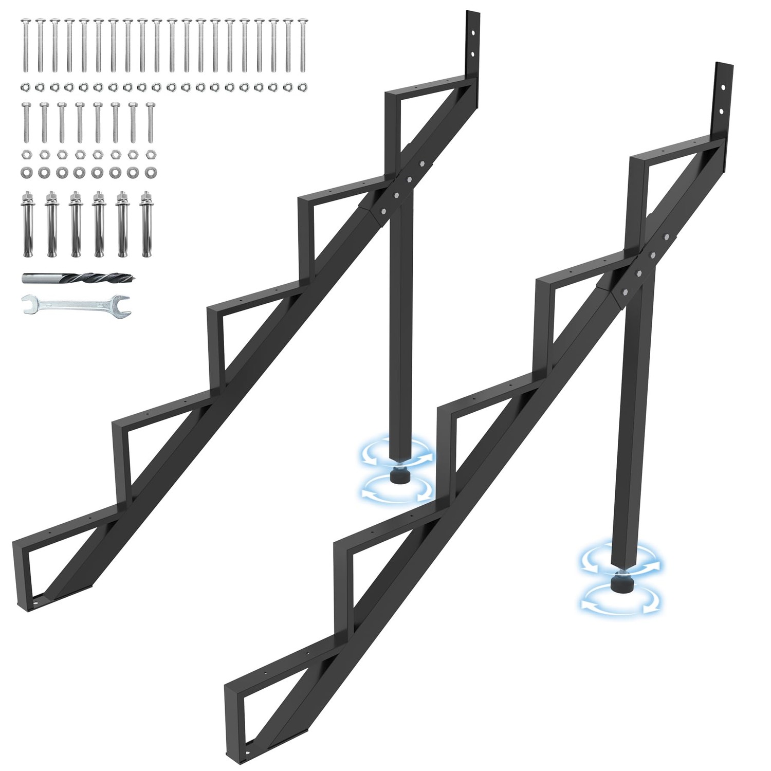 Toriexon Steel Stair Step Riser 5-Step, Metal Stair Stringer with ...
