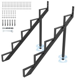 Toriexon Steel Stair Step Riser 5-Step, Metal Stair Stringer with Reinforcing Support Legs, Heavy Duty Steel Stair Stringer for 42.5" Height Deck and Outdoor Steps (2 Pack)