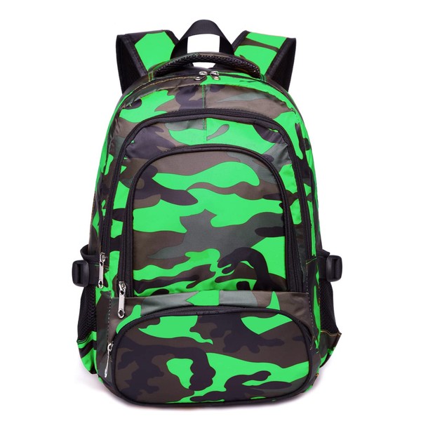BLUEFAIRY Camo Backpacks for Kids Elementary School Bags Kindergarten Primary Book Bags for School Waterproof Durable Lightweight Washes Well for Hiking Travel (Camo Green) One_Size