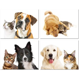 Small World Greetings Furry Friends Note Cards 12 Count - Blank Inside with White Envelopes - A2 Size 5.5" x 4.25" - Dog and Cat Stationery - All Occasion Birthday, Thank You, and More