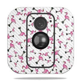MightySkins Carbon Fiber Skin for Blink XT Outdoor Camera - Cool Flamingo | Protective, Durable Textured Carbon Fiber Finish | Easy to Apply, Remove, and Change Styles | Made in The USA