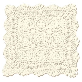 23 Inch Square Beige 100% HANDMADE Crochet Lace Placemats Doilies Tablecloth