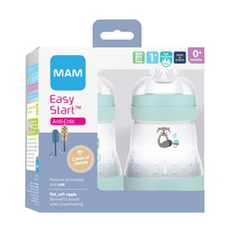MAM Easy Start - Biberones mate anticólicos, 5 onzas (2 unidades), pezones de flujo lento, bebé niño