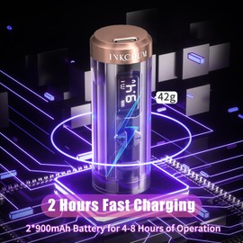 INKCHUM Microblading Supplies Wireless RCA Machine Pen with 2 Batteries Digital OLED Display 10W Coreless Motorfor Miroblading Shading Lining Eyeliner Lips(Rose gold)