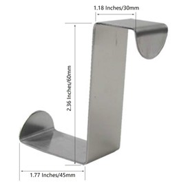 Home-organizer Tech Stainless Steel Reversible Over The Door Hook Removable Cubicle Coat Hook, Brushed Finish 6 Pack
