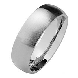 Paula & Fritz® matte polished, 4 mm, 6 mm, 8 mm wide stainless steel women's engagement ring, friendship ring, men's ring, partner’s ring, available ring sizes 47 (15) - 75 (24), Stainless Steel