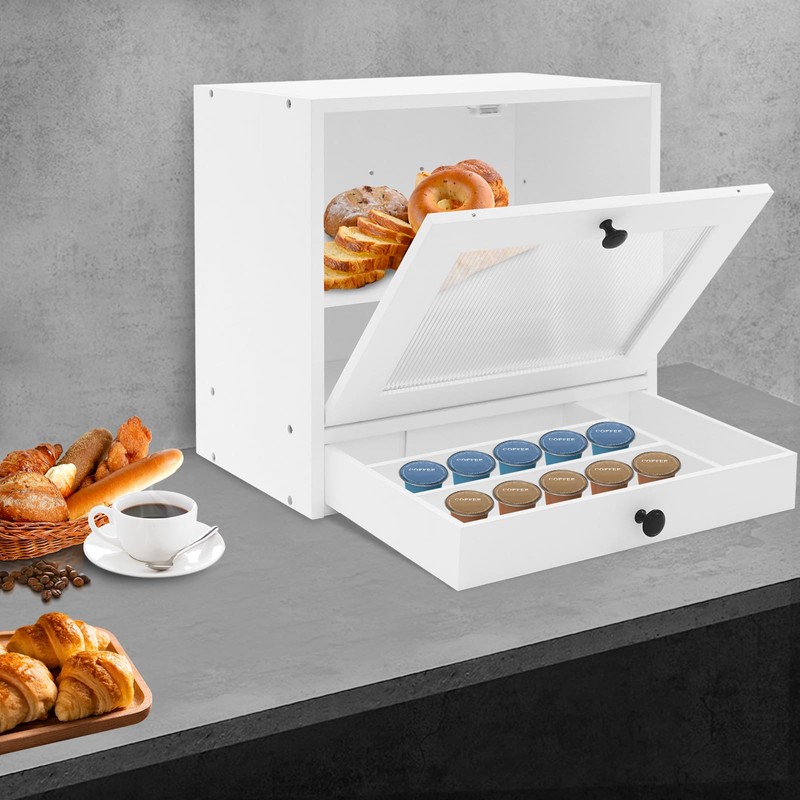 YUYFCC Wood Bread Box Modern Countertop Bread Storage Container Bin