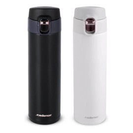 Redlemon Termo para Café de Acero Inoxidable 420 ml 2 Piezas, Set de 2 Vasos Térmicos de Doble Pared con Tapa Hermética, Bebidas Calientes Más de 5 Horas y Frías 6 Horas. Ideal para Agua, Té, Café
