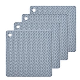 Smithcraft Silicone Trivets Mats Silicone Pot Mat for Countertop Trivet Pads Heat Resistant Table Placemats 4 Pack,Size:7.5x7.5 Inch, Shape:Square (Light Grey)