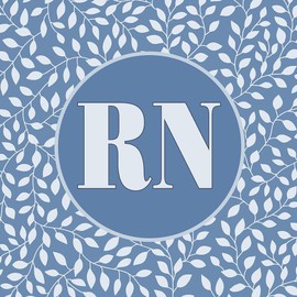 CafePress Nurse RN Blue Leaves Canvas Tote Top Zipper Closure