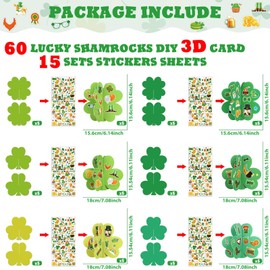 Qyeahkj 30 Sets St Patrick’s Day Party Craft Kit for Kids 3D Shamrock DIY Ornaments St. Patrick's Day Art Craft Green Clover Paper Ornaments Making Crafts for Classroom Activities Irish Party Favor