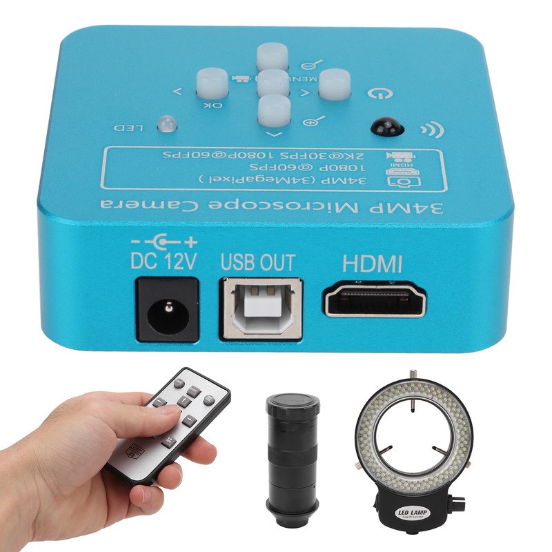 Microscope Camera 60FPS USB 34 Million PX 10‑130X Magnification with