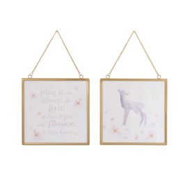 NoJo Arte de pared enmarcado de 2 piezas de ciervo acuarela