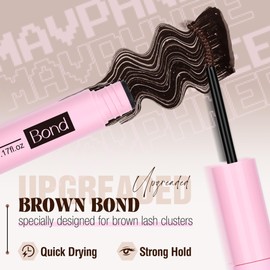 Mavphnee Lash Bond and Seal Brown Lash Glue Strong Hold Eyelashes Bond and Seal 72 Hours Long Lasting Eyelash Glue Waterproof Dark Brown Eyelash Adhesive for DIY Lash Extensions at Home