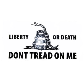 Liberty or Death Don't Tread On Me White Vinyl Decal Bumper Sticker 3.75"x7.5"