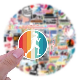 105pcs Running Stickers for Teens Adults Runner, Love Running Stickers for Water Bottle Scrapbook,Vinyl Waterproof Decals for Laptop Journal Skateboard Party Favors