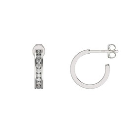 Aeon Jewellery Diamante Hoop Earrings | 925 Sterling Silver | AAA Cubic Zirconia | Polishing Cloth Included | 12mm Half Hoop | Hypoallergenic
