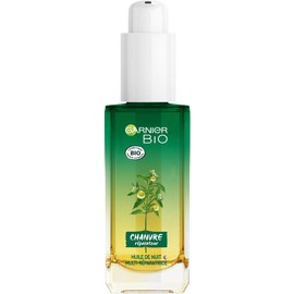 Garnier Bio - Huile de Nuit Multi-Réparatrice Visage - Au Chanvre Nourrissant & Vitamins E - Peaux Stressées & Sensitive - 30 ml