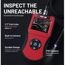 Innova 3380 Automotive Borescope with Light, 2.7" Inspection Camera, 39" Extension, IP67 Waterproof Digital Scope