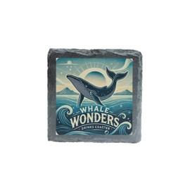 Whale Wonders Slate Drinks Coaster - Nautical Ocean-Themed Decor (slco-ds24-whalerg)