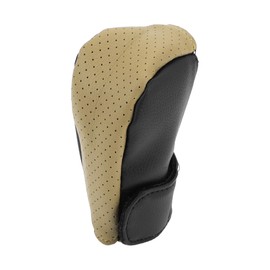 A ABSOPRO Gear Shift Knob Cover Decoration 11x5.5cm/4.33"x2.17" Stick Shifting Handle Protector Faux Leather Black,Beige 1 Pc