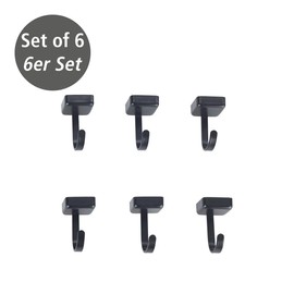 WENKO Jet Magnetic Hooks Set of 6 Practical Hooks in Minimalist Industrial Design for Magnetic Surfaces Dimensions 2.2 x 3.9 x 2.3 cm Black