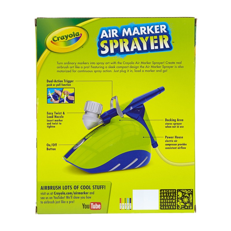 Crayola Air Marker Sprayer Airbrush Kit, Gift for Kids Age