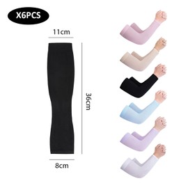 HDGSAFD 6 Pairs of Summer Arm Sun Protection Sleeves, Forearm Bandages, Arm Warmers for Women, Long Sleeves to Protect Arms, Tattoo Covers for Men, Elbow Bandages for Men, multicoloured