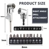 Total 3 Pcs Right Angle Drill Attachment，2 Pcs 105 Degree