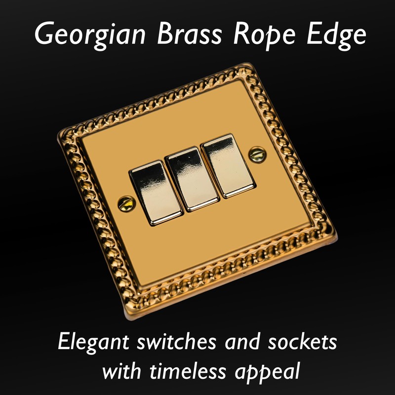 Varilight XG3D Rocker Switches Brass 3 Gang Georgian Brass