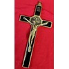 SAINT BENEDICT BLACK Enamel metal Golden Color Wall Cross Saint