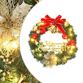 Christmas Wreath Green, Warm White PVC Medium Christmas Wreaths,357765