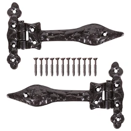 Black Antique Style Door Hinges 6-Inch Fancy Vintage Door Hinges for Internal External Doors Old Fashioned Gate Shed T Tee Strap Hinges for Cupboards Wardrobe (Pack of 2).