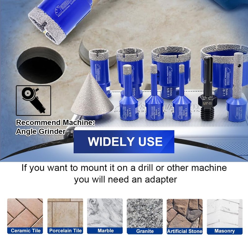 SHDIATOOL Diamond Drilling Core Bits Set Chamfer Bits for Porcelain