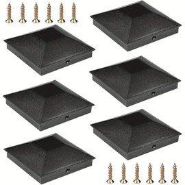 4x4 (3.5inx3.5in) Fence Post Caps, 6 Pack Deck Post Caps Black Pyramid Post Caps with Screws Keep Post from Rotting for Fence Deck Mailbox Patio Corridors
