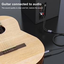 MOSWAG 1/4" to RCA Audio Cable, Quarter inch TRS to RCA Audio Cable 6.35mm Stereo Jack to Dual RCA Insert Cable Y Splitter Cable-3.3FT