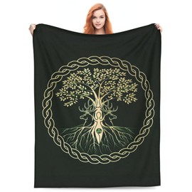 Celtic Ritual Norse Nordic Viking Goddess Wiccan Wicca Full Fleece Throw Cloak Wearable Blanket Flannel Comforter Quilt Bedding Plush Soft Cozy