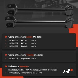 A-Premium 2 x Rear Forward Lower Control Arms, with Bushing, Compatible with Toyota Highlander 2004-2007 & Lexus RX330 2004-2006, RX350 2007-2009, RX400h 2006-2008, AWD