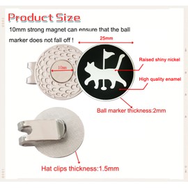 ADHERE Golf Ball Markers Unique Double Side Enamel Logo with A Magnetic Hat Clips (White+Black)