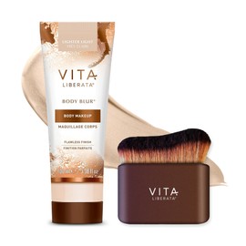 VITA LIBERATA VITA LIBERATA Body Blur Light 100ml & Brush Bundle, Leg & Body Makeup, Skin Perfector, Wash Off Instant Tan, Streak Free Application Blending Brush, Water resistant, Disguise Imperfections