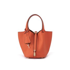 Women's Fashionable Plain Color Leather Bag, Gifts for Girlfriend, Casual Versatile Handbag Satchel Purse with Lock Design, Trendy All-match Handbag for Daily Use:_Orange_one-size