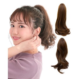 AQUADOLL wgt804-B-NBR Wig, Ponytail Wig Melty Sweet Clip Pony 2 Type Arrangement Point Wig B. Volume Curl NBR. Natural Brown