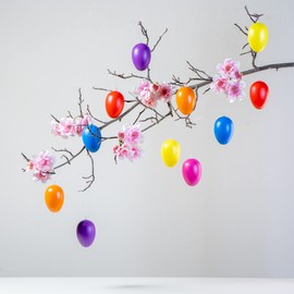com-four® Colourful Easter Eggs for Easter Decoration, Coloured Plastic Eggs for Easter, Easter Eggs for Hanging