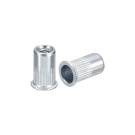 sourcing map M3 Rivet Nuts, 50pcs Zinc Plated Carbon Steel Knurled Flat Head Threaded Insert Nuts