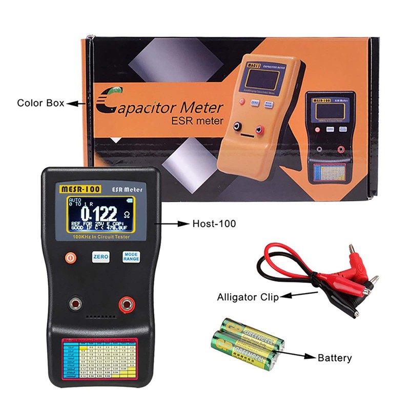 Capacitance Meter, MESR-100 ESR Resistance Capacitance Meter Auto Ranging in