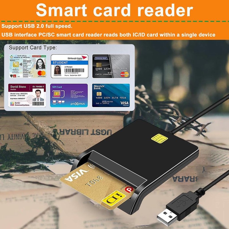 Cerioll Chip Smart Card Reader, Smart Card Reader, USB 2.0