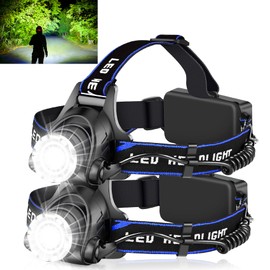 Foleto Rechargeable LED Headlamp, 600 Lumen Bright Head Lamp with 3 Modes, IPX4 Waterproof, 90° Adjustable, Zoomable Headlight for Outdoor Camping, Running, Hiking (Blue)